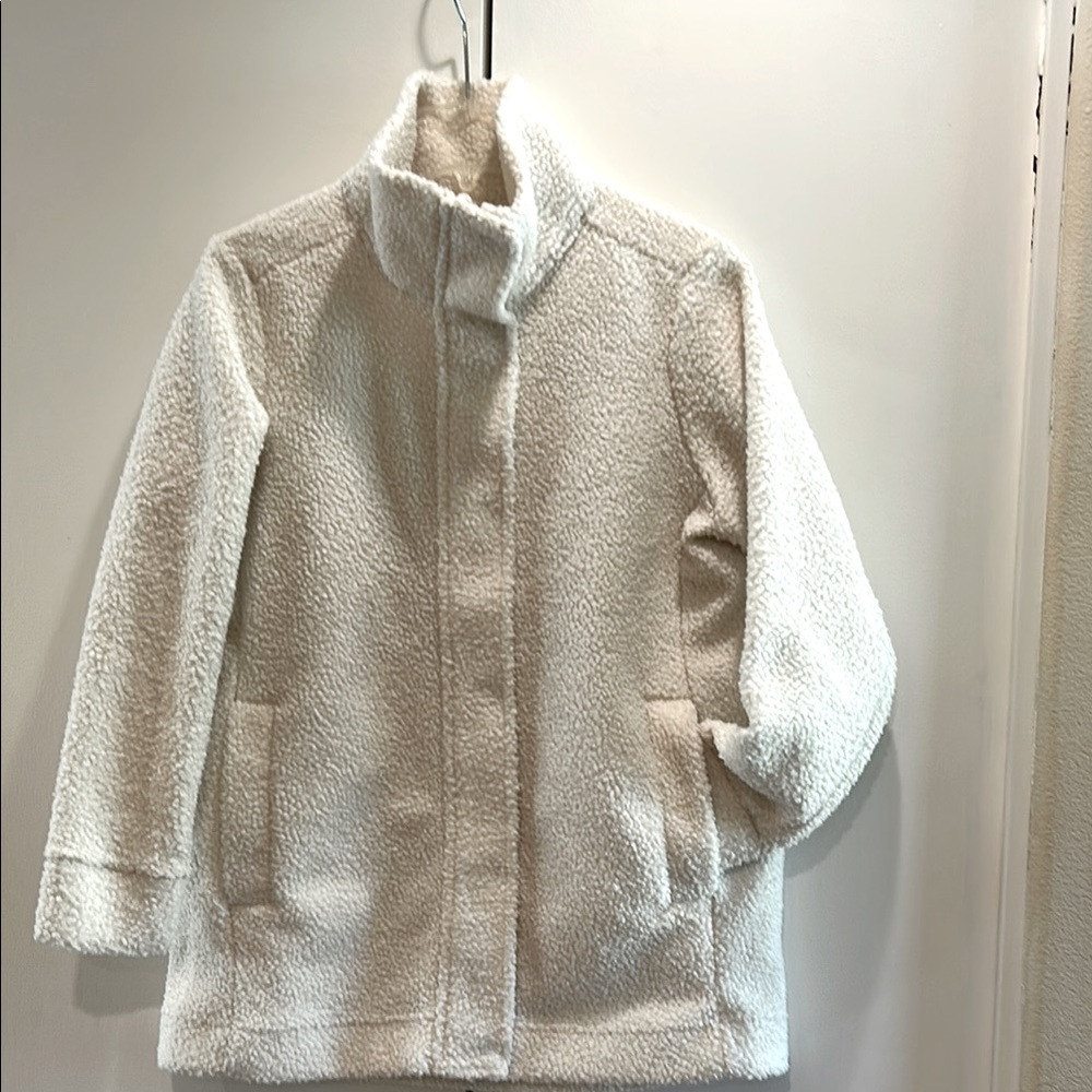 Lands End women’s boucle fleece jacket cream color MP